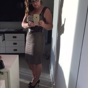 Bebe leather Wool corset dress